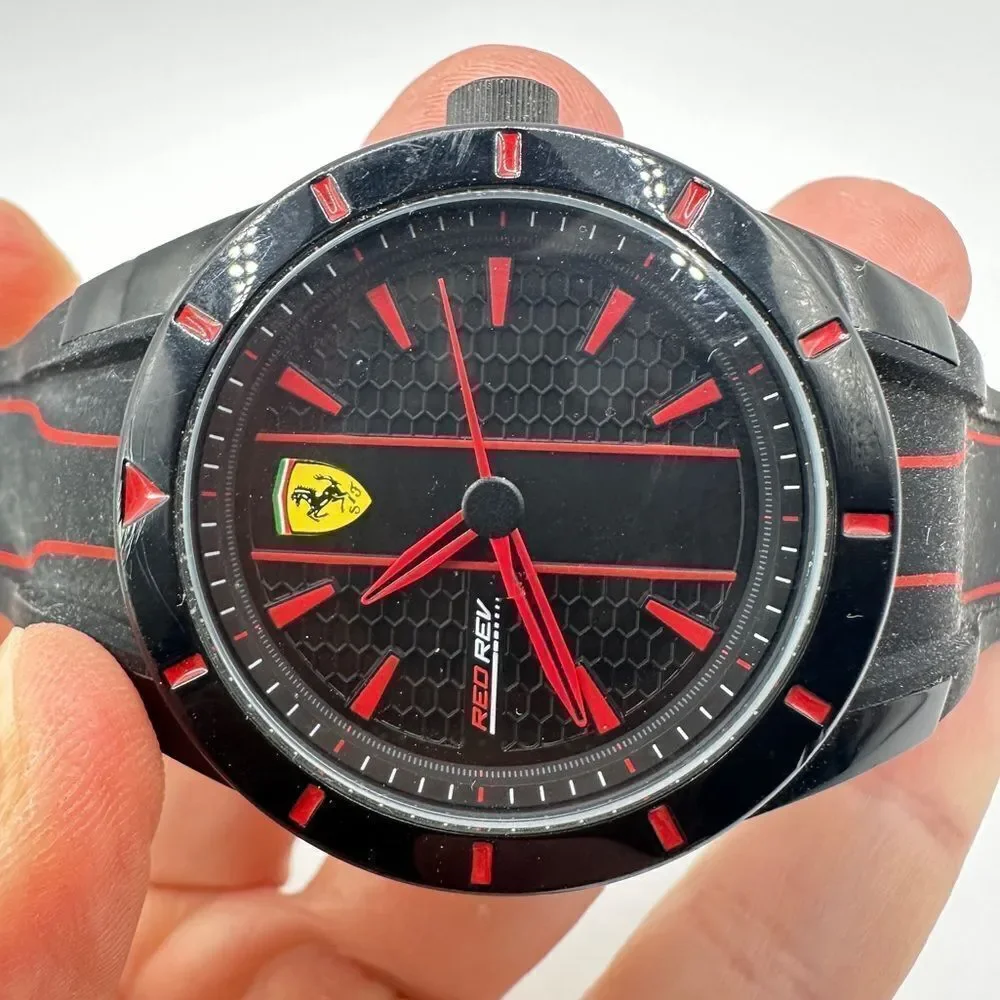Scuderia‎ Ferrari Men's Red Rev Black Silicone Strap Watch - 38mm